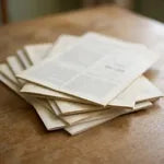 A stack of printed study papers